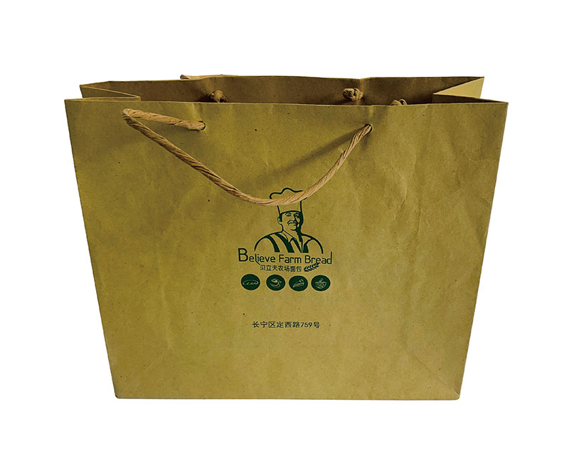 場(chǎng)面包黃牛皮紙拎繩打結(jié)紙袋