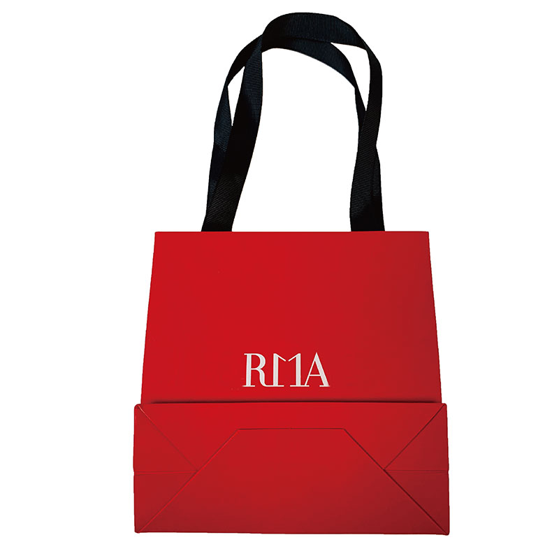 02-紅卡紙UV白色LOGO內(nèi)嵌羅紋繩手提袋-01